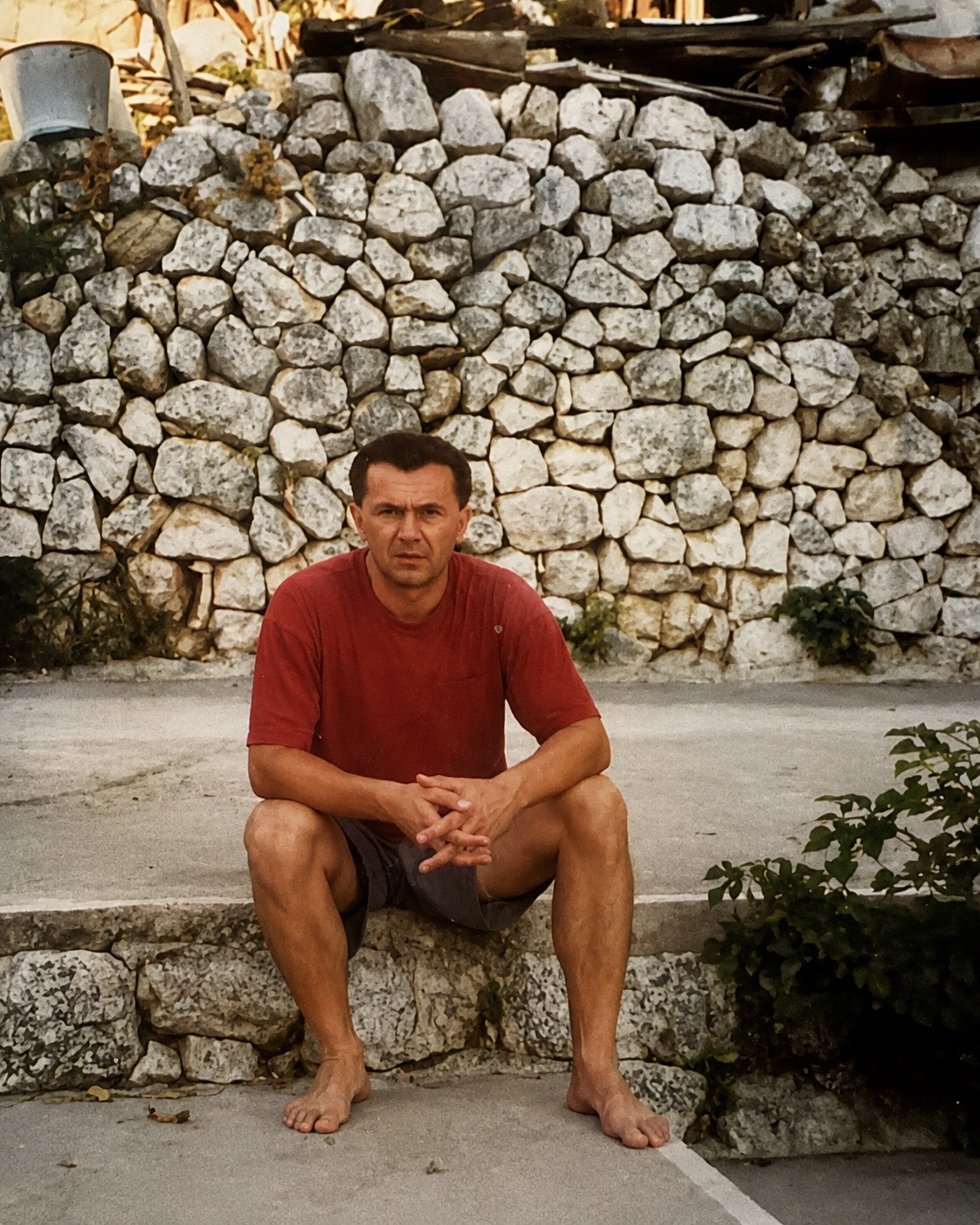 Mirko on the family plot in Brist, 1998, before Beach House Buinac was built