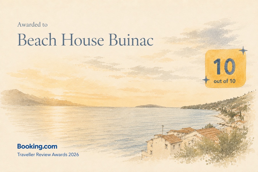 Booking.com Traveller Review Awards 2026, 10 out of 10, awarded to Beach House Buinac